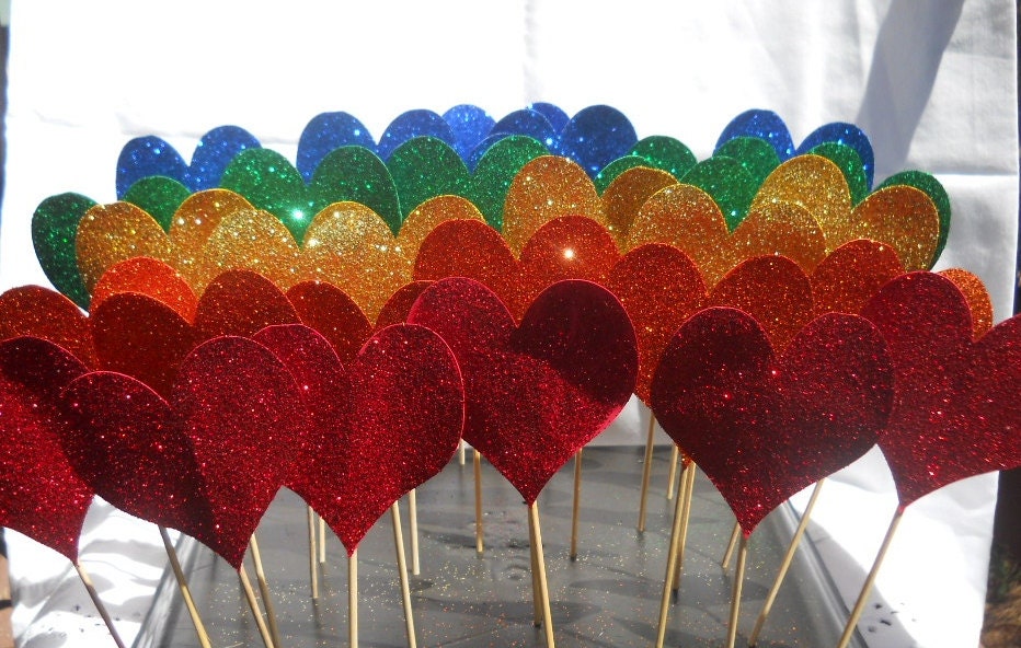 Sparkle Rainbow Cake Toppers- Set of 5