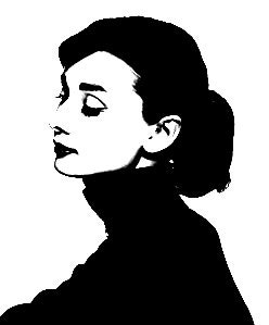 SALE 18x15 inch Audrey Hepburn, Vinyl transfer DIY for door, wood, metal, glass or wall art...Can be made white or black - VinylSkyGraphics