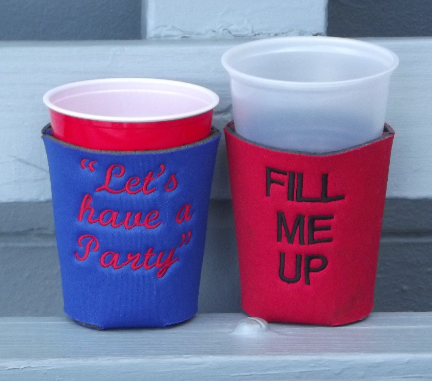 Custom Embroidered Solo Cup Koozies by FamilyCeations on Etsy