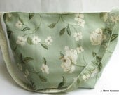 Women's Purse, Mint Green with Creme Flowers Reversible Purse