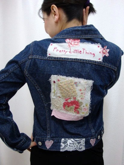 Upcycled Redesigned Denim Jacket - "Pretty Little Thing"