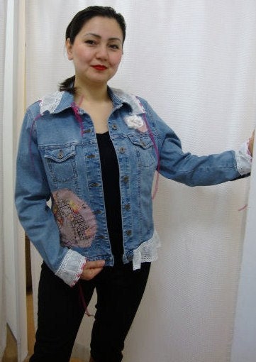 Upcycled Redesigned Denim Jacket - "Take Time"