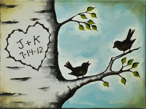 Personalized Valentine Gift  - Custom Anniversary Gift Husband - 24 x 30 Inch - Love Song - Original Bird Painting