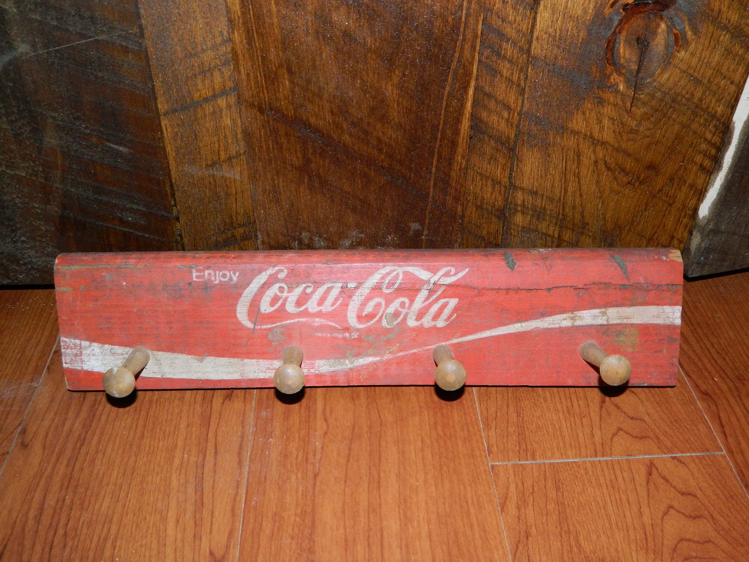 Coca Cola Wooden Crate Coat Rack Wall Plaque Vintage