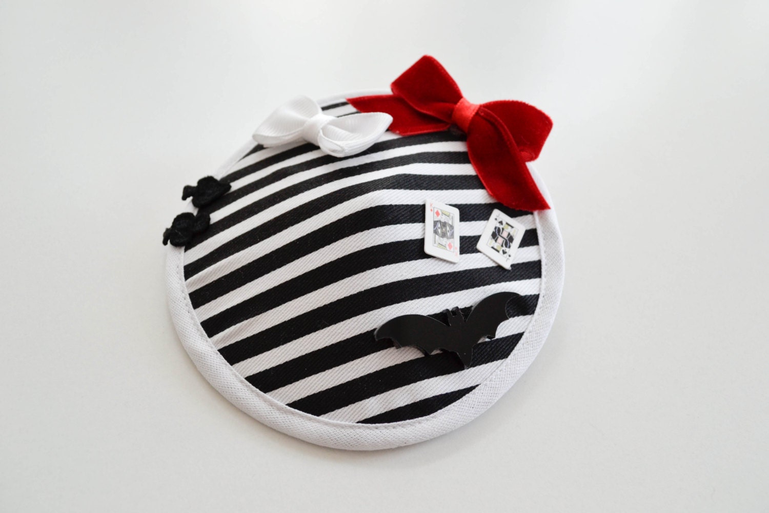 Black and white striped gothic fascinator