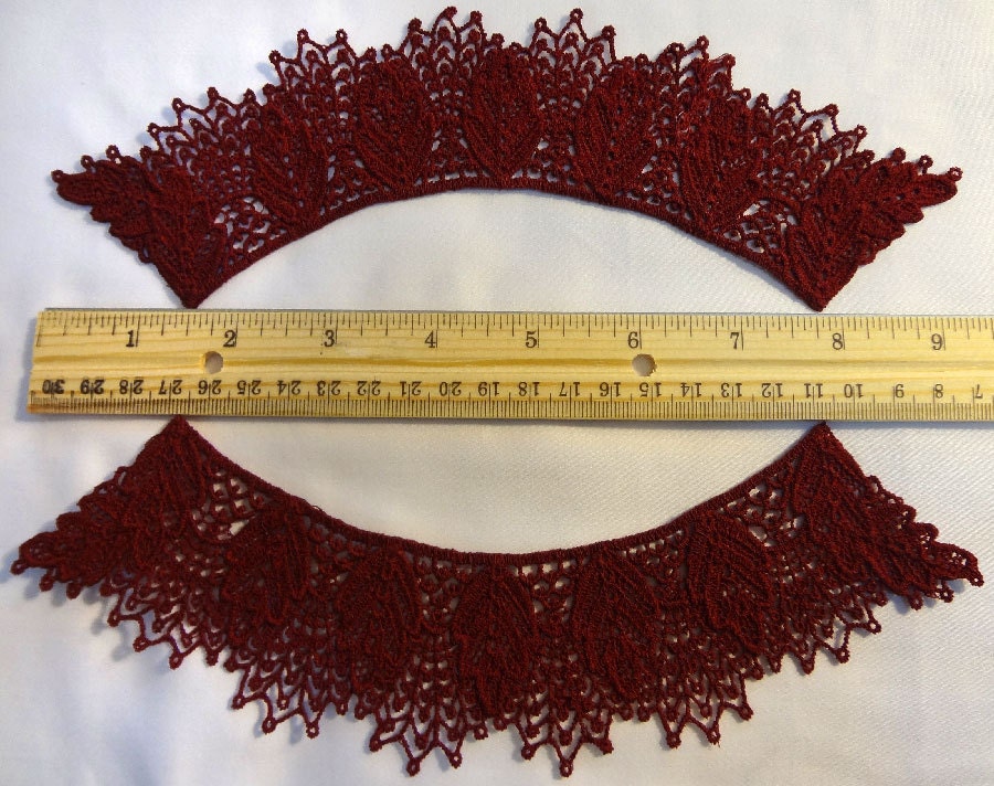 burgundy red frill vintage pattern lace collar