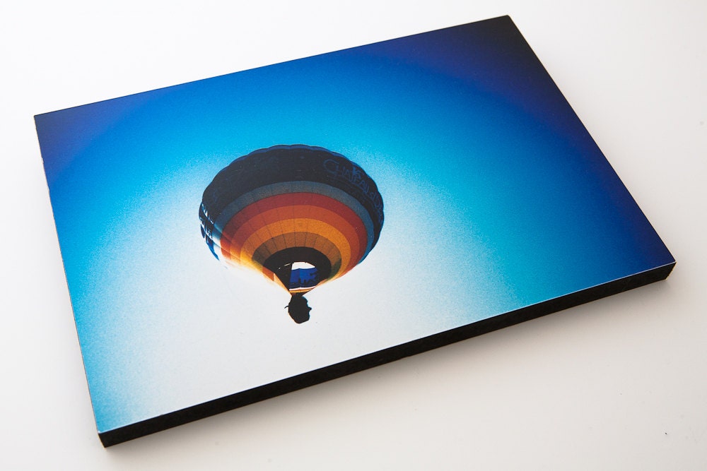 Hot air balloon.  9" by 6"  Wooden block mounted Lomo Photograph. Shot on Film.