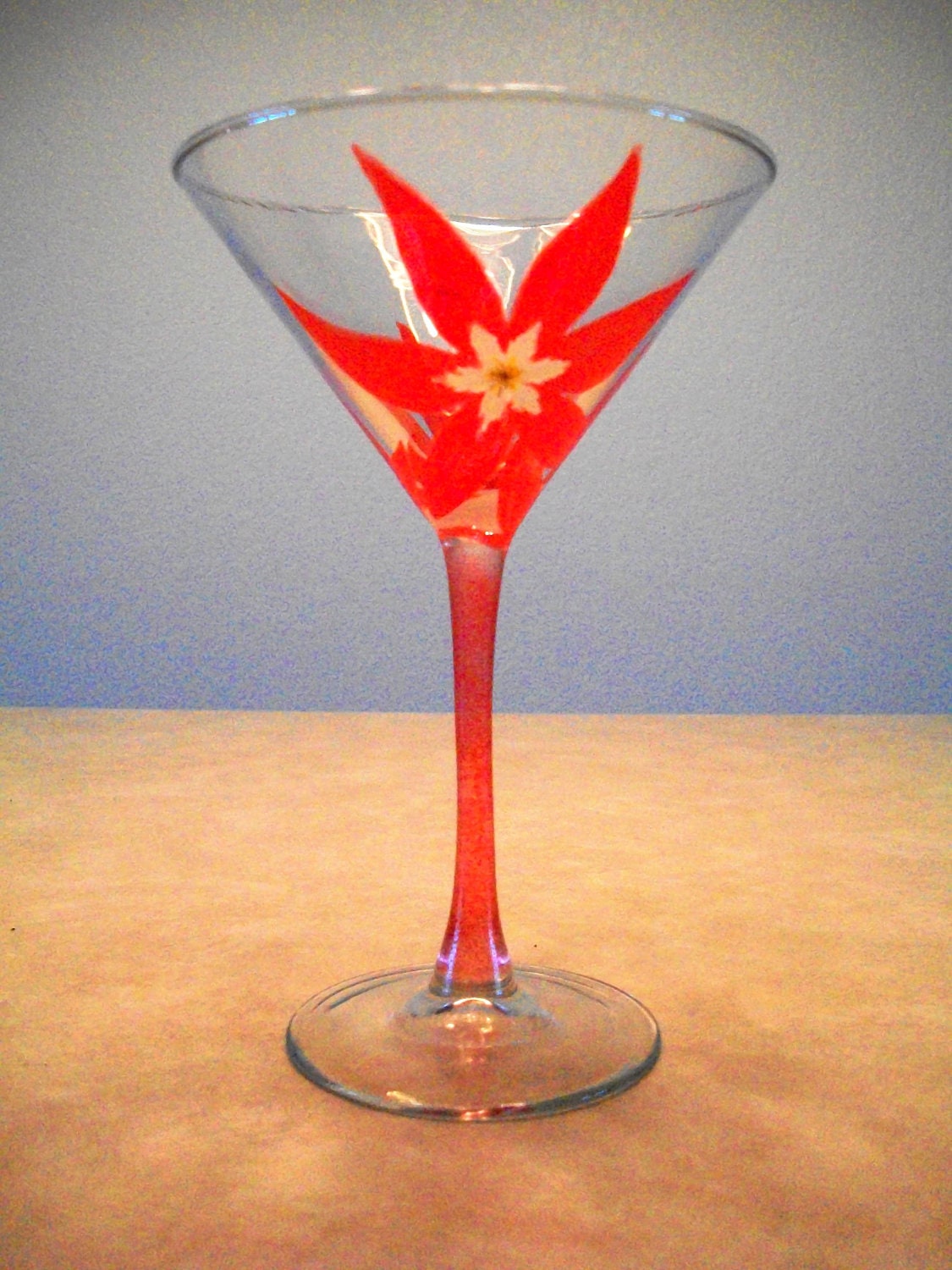 Red Martini Glasses Hand Painted Set of 2