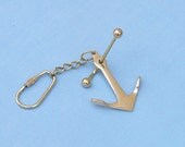 Brass Admiralty Pattern Anchor w/ Stock Key Chain 6" - Key Chains