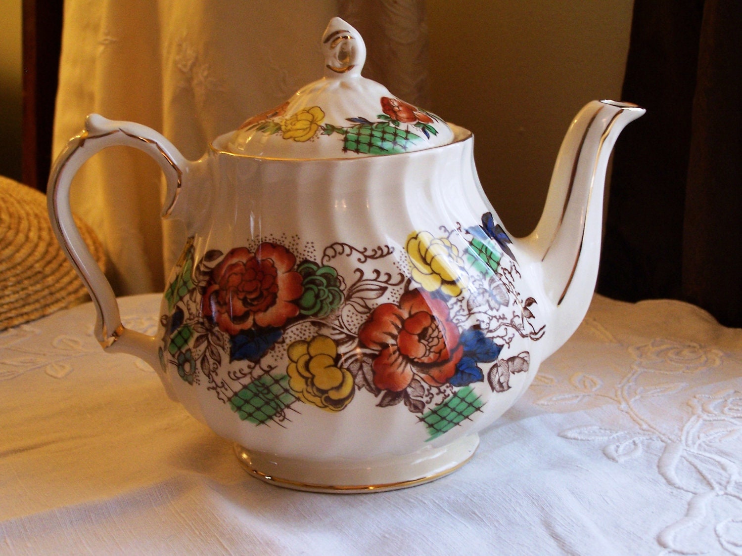 Sadler Rose Garden English teapot by LadyBethsAtelier on Etsy