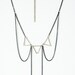 Handmade Necklace - 3 Triangle Silver Grey Charms with Collar Shaped Black Chains