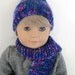 American Girl Hand Knit Snuggy Pom Pom Hat and Scarf, Bright Purple and More