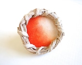 Tangerine Ombre Ring.  Adjustable. Oversized Fashion Ring.Hand Painted Cotton Canvas. Yagual Hoop. Gift idea. OOAK. - EcoYagual