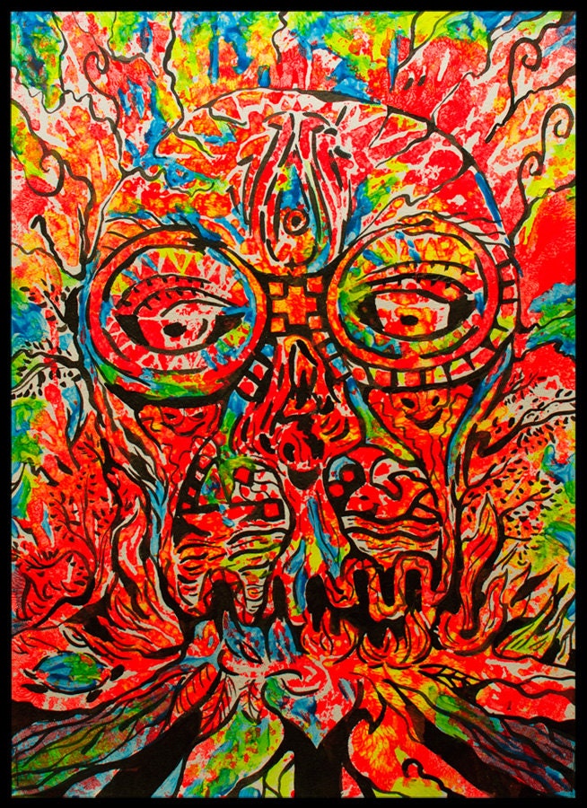 Psychedelic Halloween Skull Fluorescent Painting