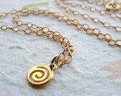 Tiny charm necklace, Swirl necklace, Gold filled necklace, Simple necklace, 14k necklace,  Delicate necklace