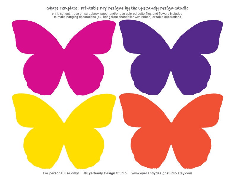 Colored Butterfly Template Printable