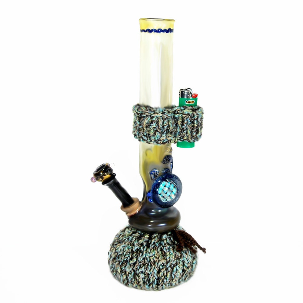 Knit Waterpipe Cozy and Lighter Holder Set Bong by WanderingHeads
