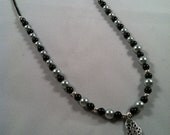 Black - Chandelier Pendant - Beaded Necklace - Jewelry Gift - Swarovski- Gift for Her - Affordable Jewelry - Handcrafted - Handmade Jewelry