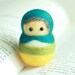 Russian Doll Needle Felted Handmade Wool - Peacock blue - Christmas Ornament - Needle felting Russian doll - Ready To Ship