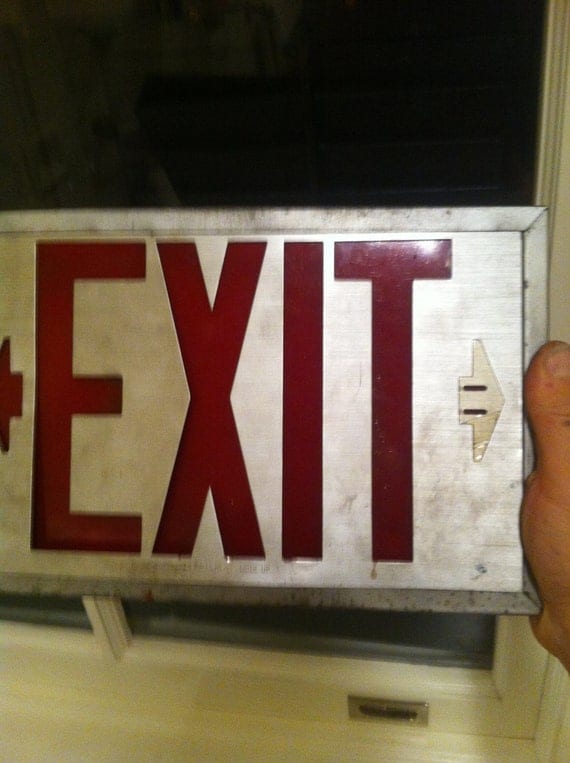 Vintage Commercial EXIT sign lighted/electrified by SecondVintage