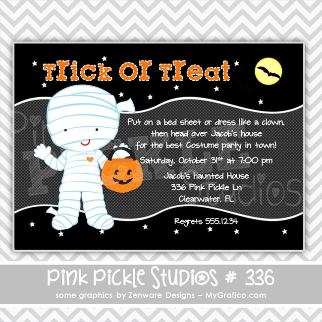 Cute Little Mummy :336 ... Personalized Birthday Party Invitation OR Thank You Card ...Printable / Digital / You Print / DIY / jpg or pdf