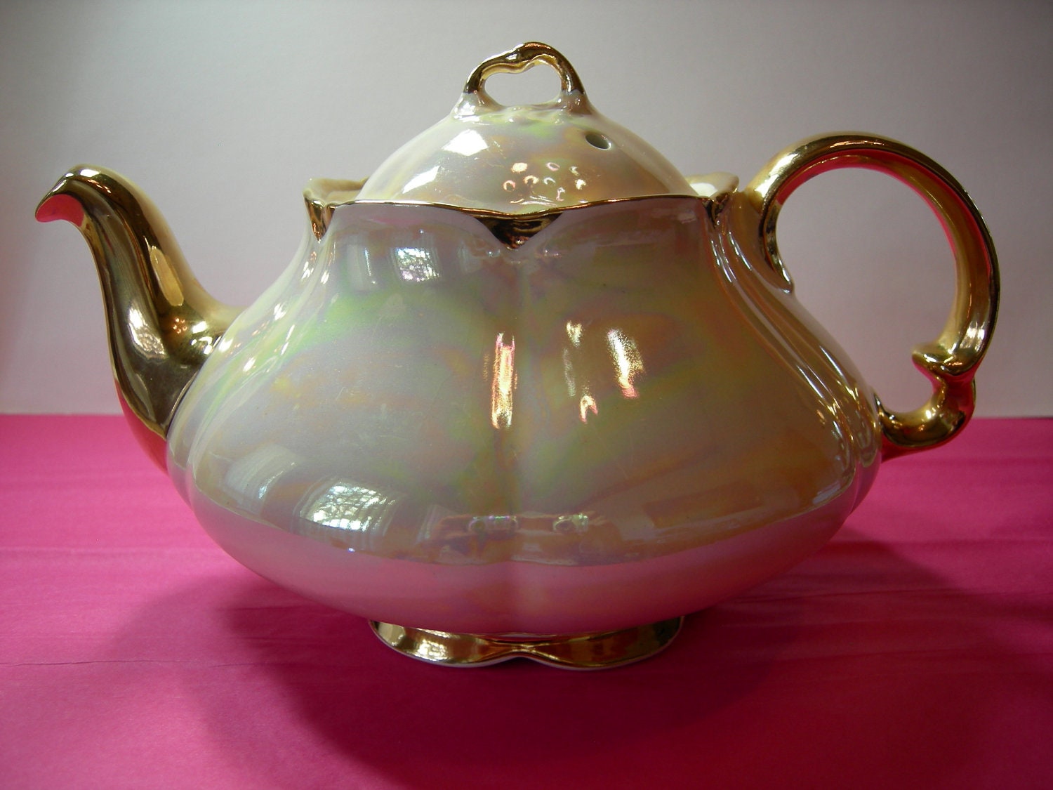 Ellgreave Teapot Iridescent Gold Trim by AllycatAttic on Etsy