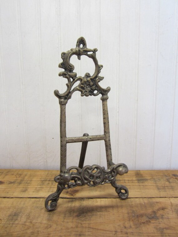 Ornate Metal Easel Picture Stand by SimplyPrettyVintage on Etsy