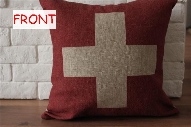 Switzerland flag design cotton throw pillow cover // housewares decorative pillow