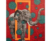 11x14 art print "Elephant" animal drawing reproduction