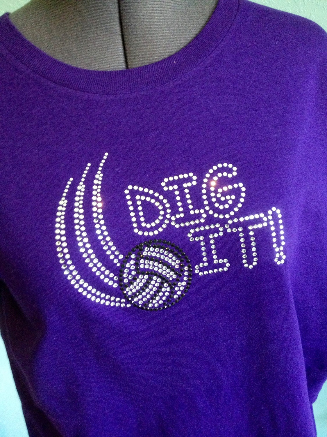 Items similar to Dig It BLING Rhinestone Volleyball Shirt tee (most