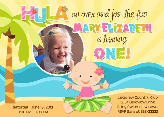 Hula Baby Luau Birthday Party Invitations - printable Il_570xn