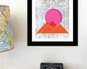 Screenprint - Sun Mountains Print Geometric Nature art print poster - limited edition hand silkscreen printed - strawberryluna