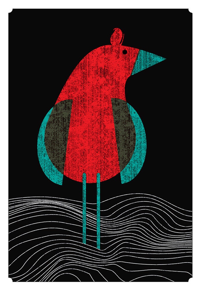 Screenprint - Seabird Art print Modern Bird On The Ocean & Sea art print