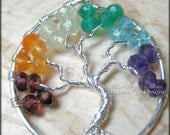 Rainbow Tree of Life Pendant in Sterling Silver Wire Wrapped Chakra LGBT Pride Love