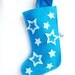 SAMPLE SALE- Christmas felt stocking in blue with pale blue stars