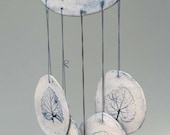 Blue Porcelain Wind Chime, aspen-like leaf