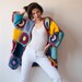 Plus Size Multicolor Crocheted Cardigan
