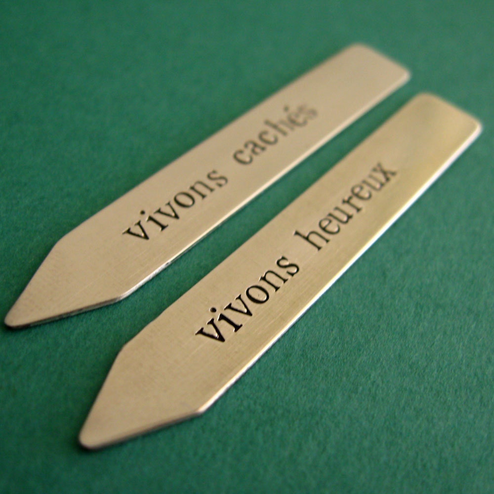 Personalized Collar Stays - Custom Hand Stamped in Aluminum, Copper, Brass, Sterling Silver or Gold Filled - Great Groomsmen Gifts
