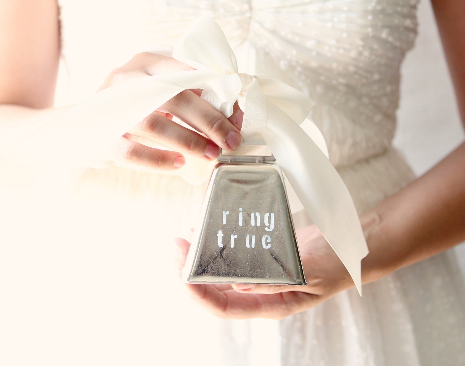 Unique Ring Bearer, pageboy pillow - RING TRUE - wedding ring holder bell, decoration, photo prop