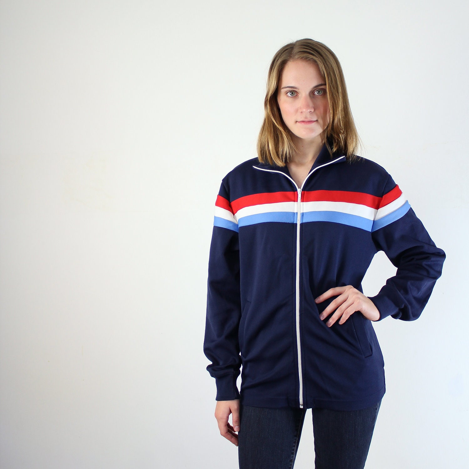 Track Jacket - 1980s Striped Jacket