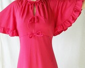 Vintage Butterfly Sleeve Raspberry Maxi Dress -  size 7/8