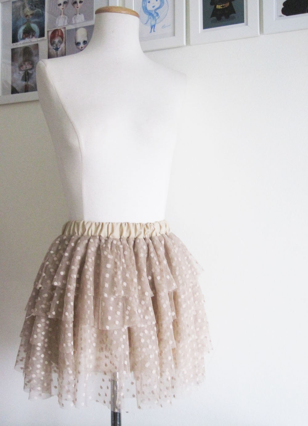 Made-to-order Mink Spot Tulle Mini Skirt