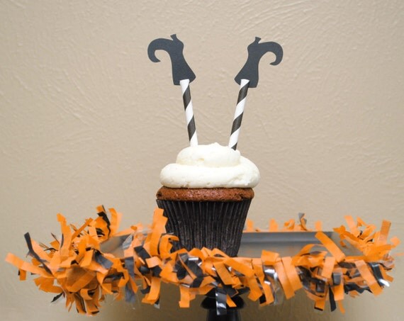 Halloween Witch Leg Cupcake Toppers Il_570xn