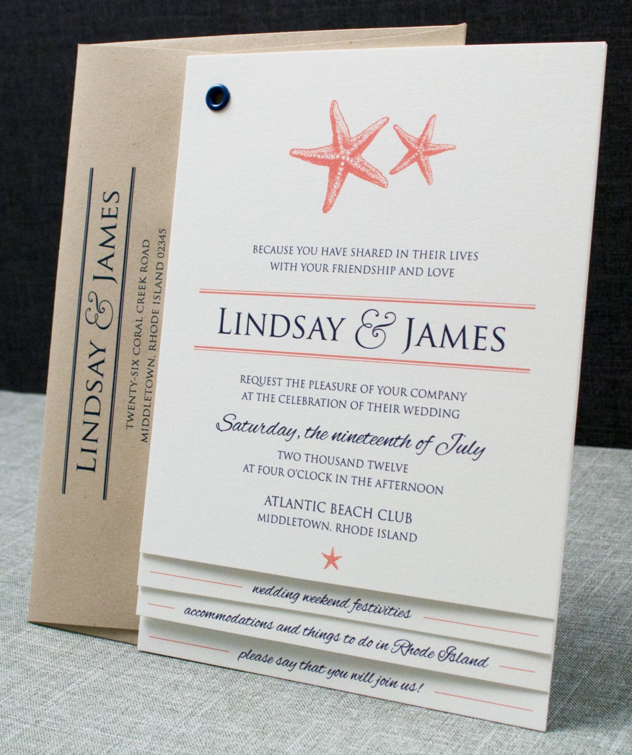 Lindsay Starfish Booklet Wedding Invitation (Sample)