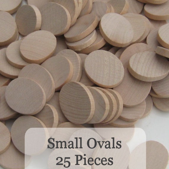 Unfinished Wooden Ovals 1 1/4inch x 1inch x 3/16inch, Pack of 25