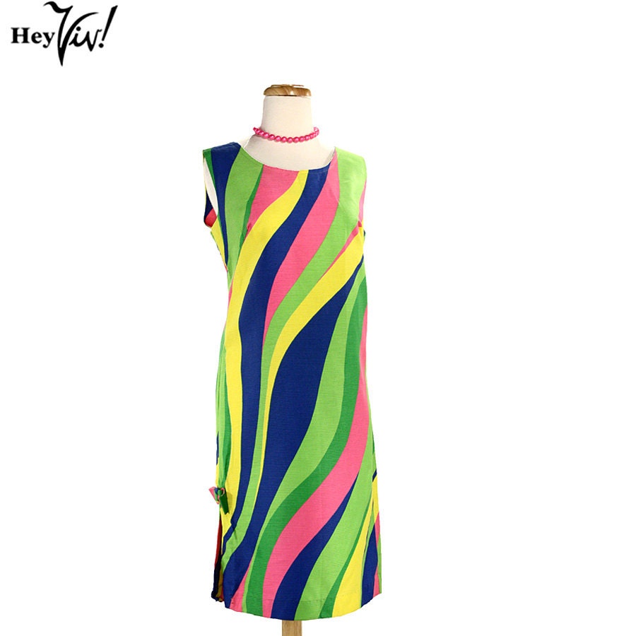 60s Wild Child Vintage Dress - Glory Be Stripes - sz Medium