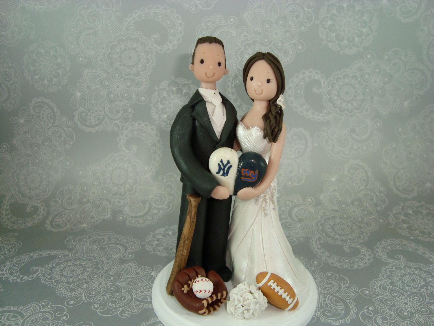 Personalized Bride & Groom Sports Fans Wedding Cake Topper - reserved for aolivera2006