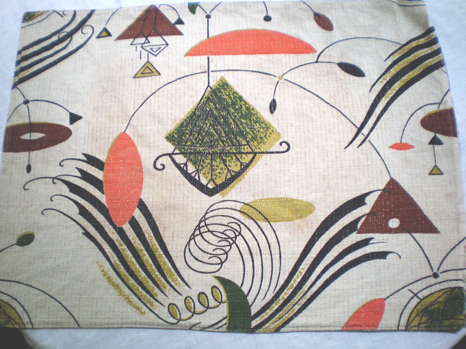 Atomic Eames Era Barkcloth Pillow Cover 1960s