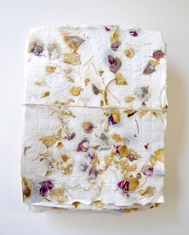 Handmade Recycled Paper with Flower Petals by TerraBellusPaperCo