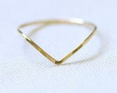 One Chevron Thread of Gold Ring - Rose or Yellow - Tiny Hammered Stacking Ring - Delicate Jewelry - MARYJOHN